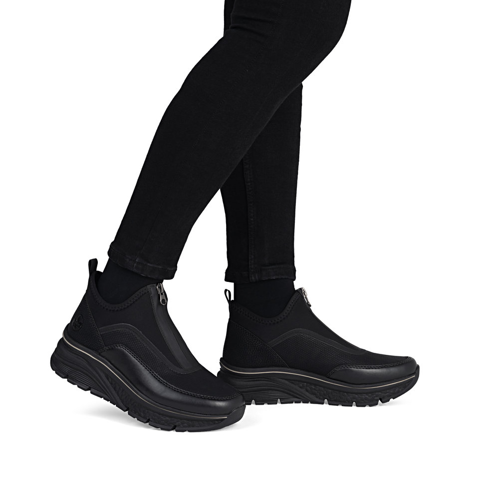 Czarne półbuty sneakersy na platformie Rieker 48053-00 - Rieker zdjęcie 1