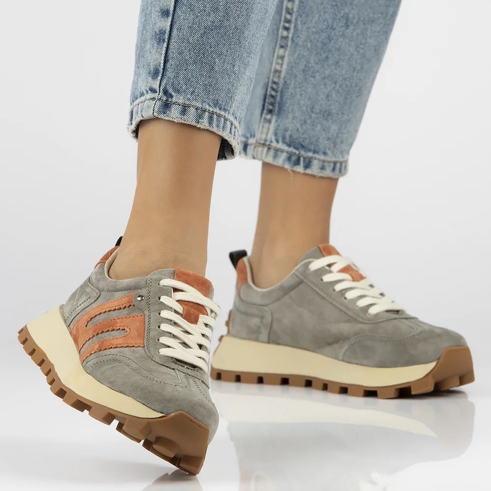 Skórzane półbuty sneakersy Filippo DP6743/25 khaki - Filippo zdjęcie 1