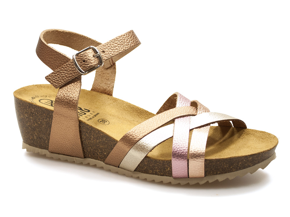 Sandały na koturnie espadryle Hee 25001 miedź multi - Hee Shoes zdjęcie 1