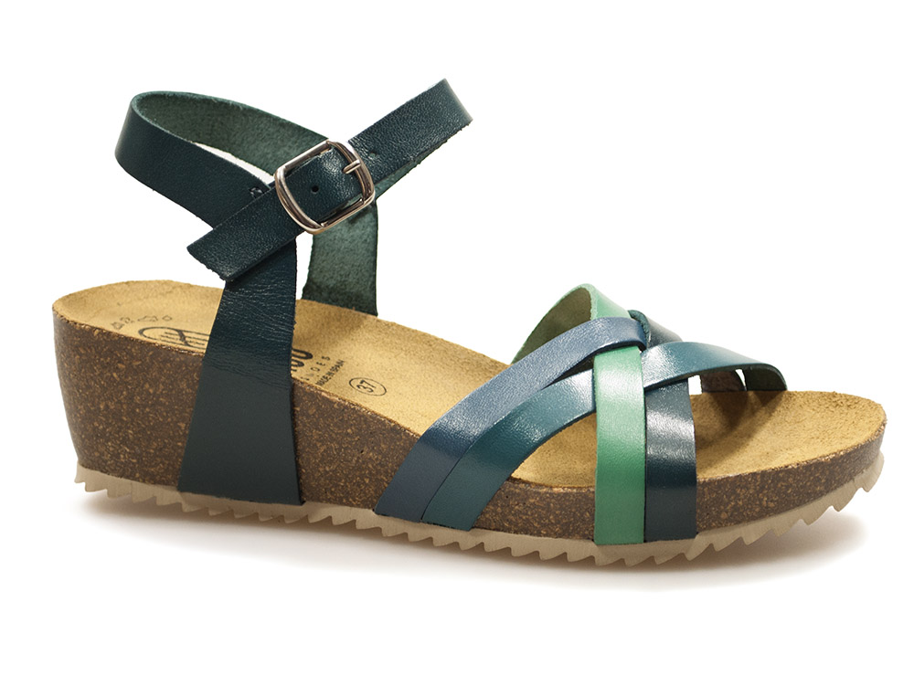 Sandały na koturnie espadryle Hee 25001 jeans multi - Hee Shoes zdjęcie 1