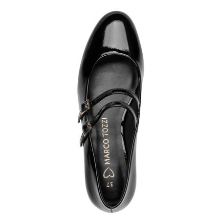 Półbuty na niskim obcasie lakierowane czółenka Marco Tozzi 22209-018