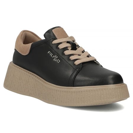 Skórzane półbuty sneakersy Filippo DP7982/26 czarny
