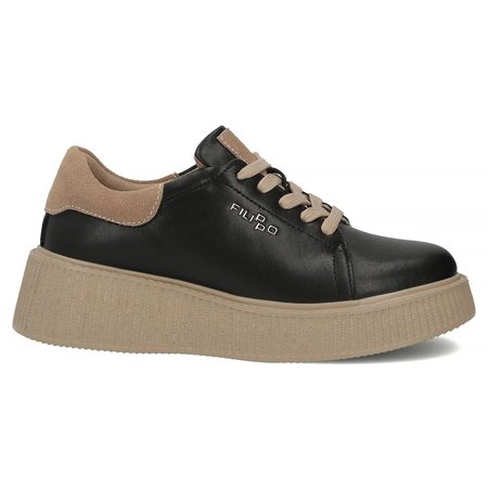 Skórzane półbuty sneakersy Filippo DP7982/26 czarny