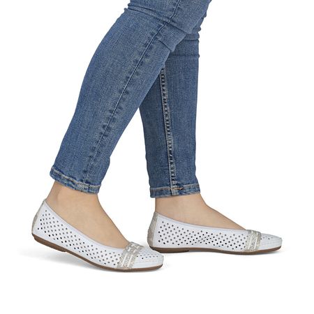 Ażurowe wsuwane półbuty baleriny Rieker 41430-81