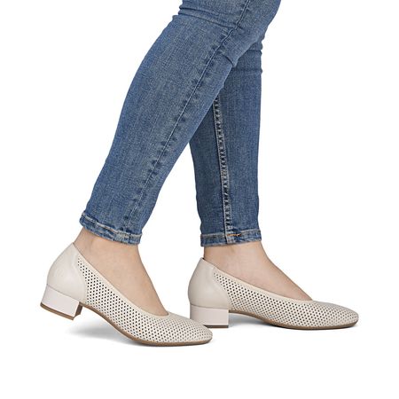 Ażurowe czółenka półbuty Rieker 43459-60 beż