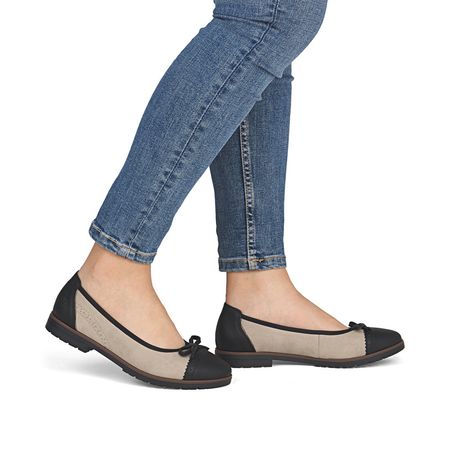 Baleriny czółenka Rieker 45358-60 beż/czarny