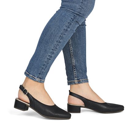 Czółenka sling sandały Rieker 47066-00 czarny