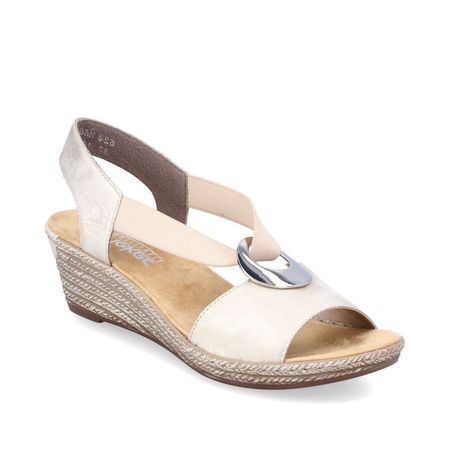 Sandały na koturnie Rieker 624H6-60 beż złoto