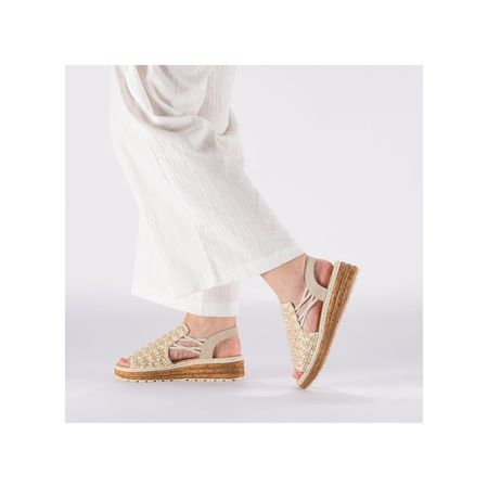 Sandały na platformie Rieker 62741-60 beż