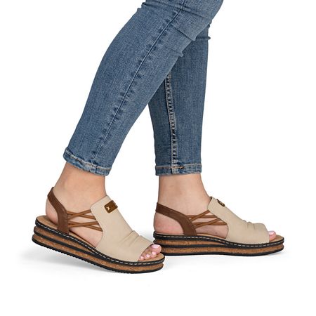 Sandały na platformie Rieker 62962-60 beż