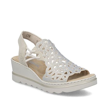 Ażurowe sandały damskie na koturnie Rieker 67465-62