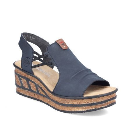 Granatowe sandały na platformie Rieker 68175-14 