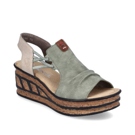 Miętowe sandały na platformie Rieker 68175-52