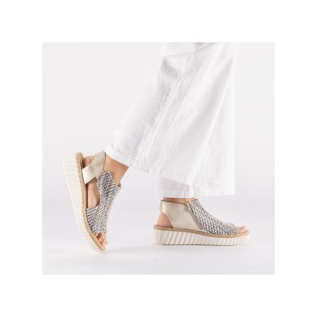 Plecione sandały na platformie espadryle Rieker 69284-90