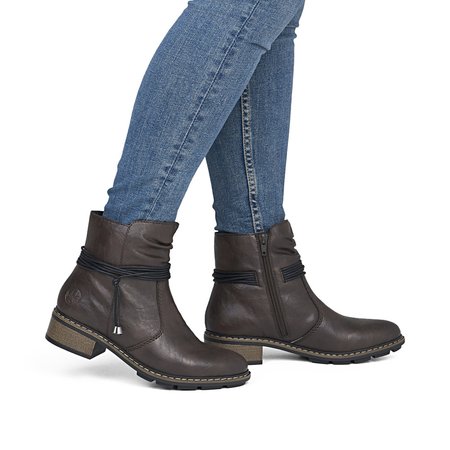 Botki damskie Rieker 77263-25 brąz
