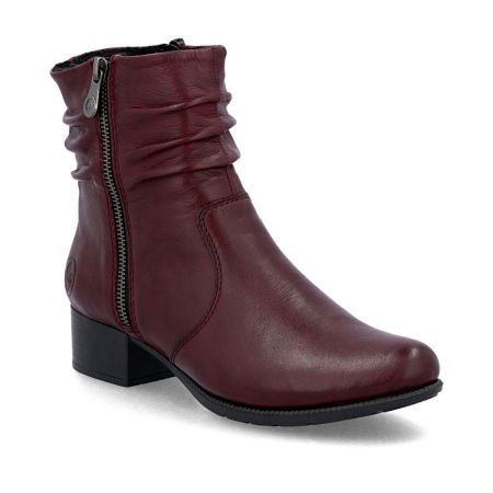 Botki na obcasie Rieker 78656-35 bordo - Rieker zdjęcie 2