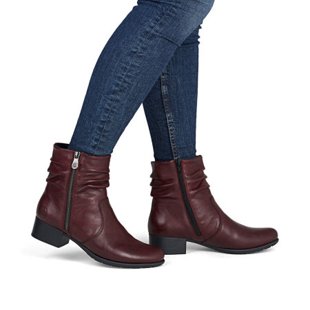 Botki na obcasie Rieker 78656-35 bordo - Rieker zdjęcie 1