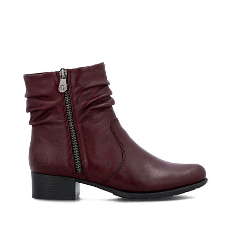 Botki na obcasie Rieker 78656-35 bordo - Rieker zdjęcie 4