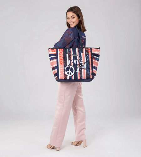 Duża torba plażowa Anekke na zamek 38484-224 unikatowy design Peace & Love