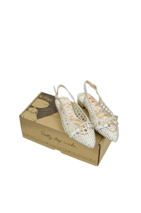 Ażurowe srebrno-złote baleriny Anekke 40383-X82