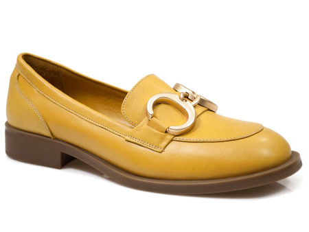 Żółte skórzane półbuty damskie Venezia D322