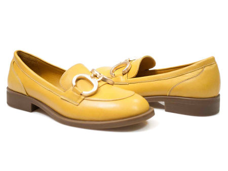 Żółte skórzane półbuty damskie Venezia D322