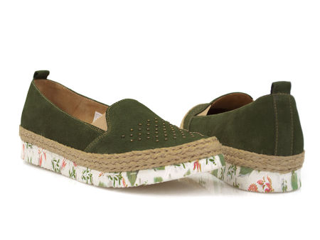 Zielone półbuty mokasyny espadryle Maciejka 02966a