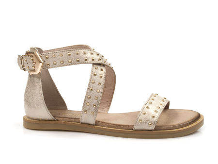Złote sandały płaskie Carinii B4646