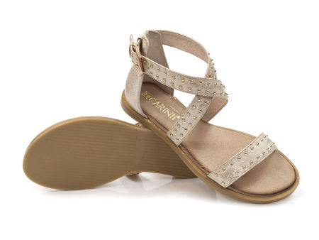 Złote sandały płaskie Carinii B4646