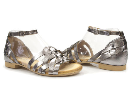 Srebrne sandały gladiatorki Lan-Kars J308