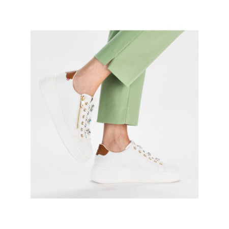 Białe półbuty z kryształami Rieker N5452-80