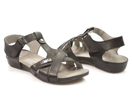 Czarne skórzane sandały Lemar 40137