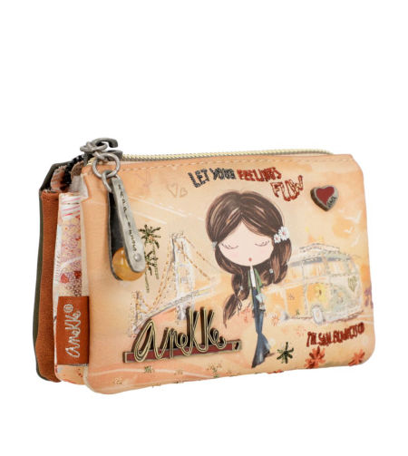 Mały portfel damski Anekke 38809-010 Peace & Love Camel