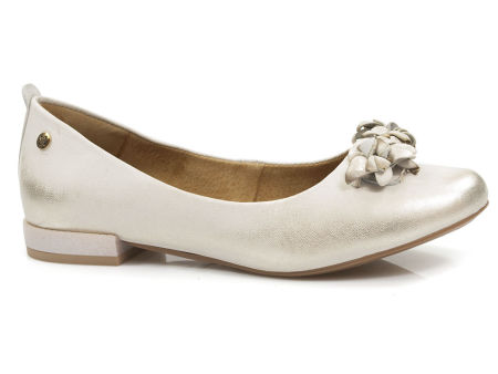 Złote półbuty balerinki czółenka Maciejka 03552