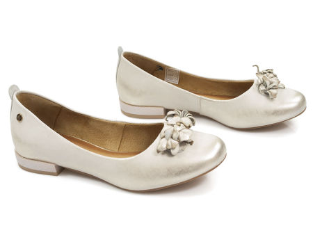 Złote półbuty balerinki czółenka Maciejka 03552