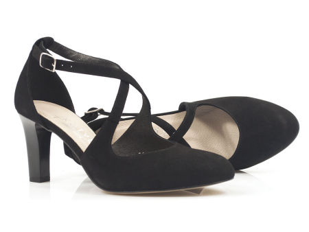 Czarne zamszowe czółenka do tańca Kotyl 7079