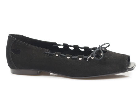 Czarne baleriny peep toe Lemar 40223