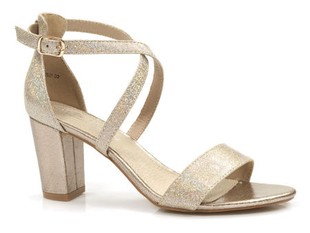 Złote sandały na słupku Filippo DS1276