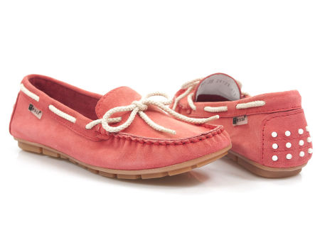 Koralowe mokasyny półbuty Nessi 21307