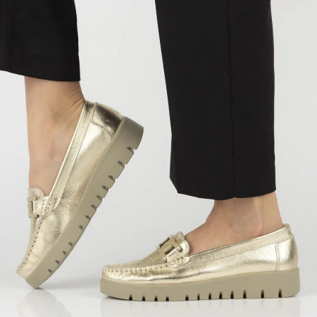 Złote półbuty mokasyny na platformie Filippo DP3334