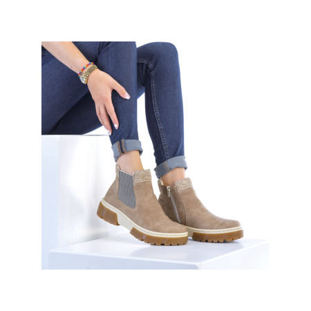 Botki z kożuszkiem Rieker X8674-64 beż