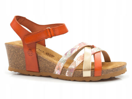 Pomarańczowe sandały koturny Yokono Cadiz-131