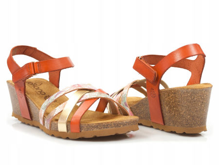 Pomarańczowe sandały koturny Yokono Cadiz-131