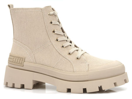 Beżowe płócienne botki Marco Tozzi 25221