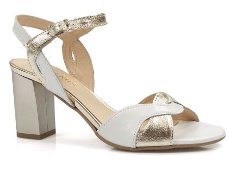 Biało-złote sandały na obcasie Gamis 5414
