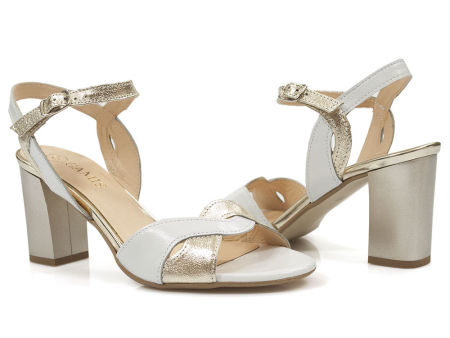 Biało-złote sandały na obcasie Gamis 5414