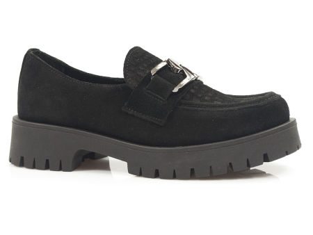 Czarne półbuty na platformie Lemar 20089