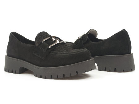 Czarne półbuty na platformie Lemar 20089