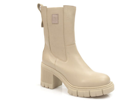 Botki na obcasie i platformie Nessi 22376 beż