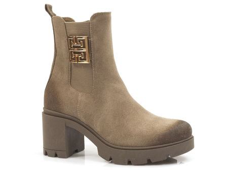 Botki welurowe Lemar 60396 beż